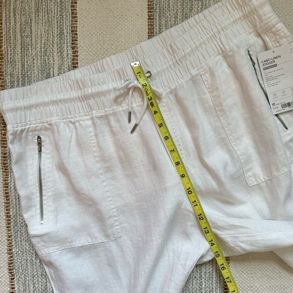 Athleta Cabo White 100% Linen High Rise Cropped Joggers Women’s Size 20 - Picture 12 of 15